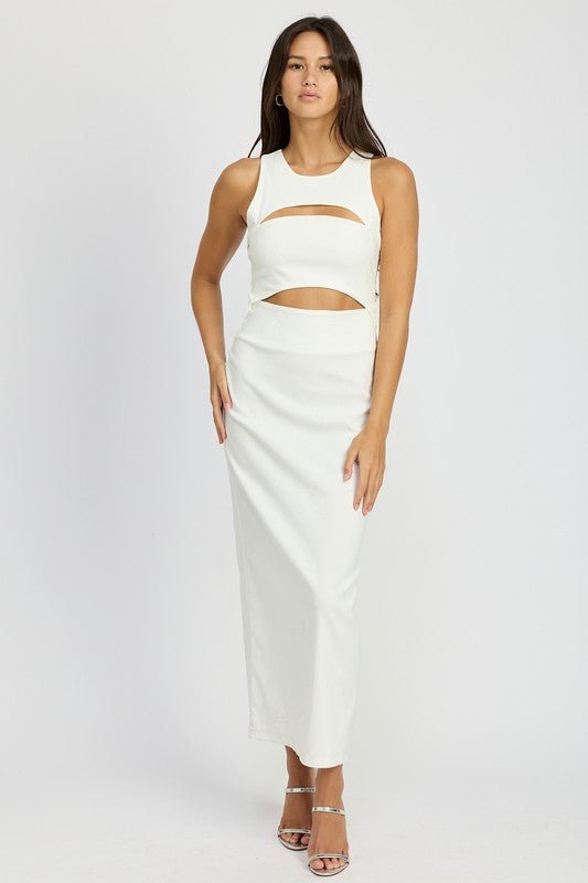 Elegant White Cut Out Maxi Dress