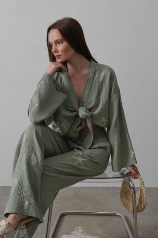 solid (likely) Boho Pants and Top Set — front view