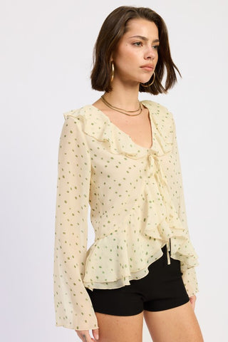 movement shot Isadora butterfly blouse with flyaway panels open showing fabric movement