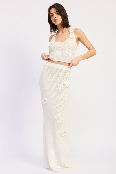 Liora 3d Flower Applique Maxi Skirt