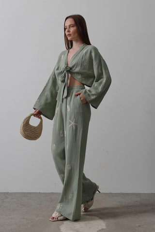 solid (likely) Boho Pants and Top Set — side view