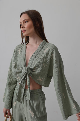 solid (likely) Boho Pants and Top Set — lifestyle shot