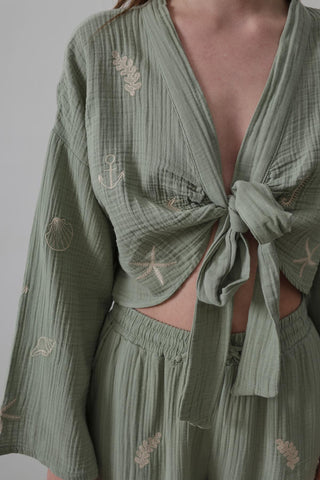 solid (likely) Boho Pants and Top Set — full length view