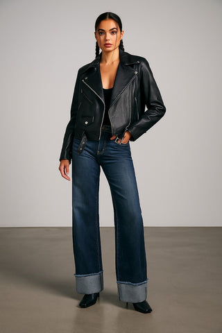 Quinn cuffed wide leg jeans Monterey wash low rise oversized cuff LA-made GJG