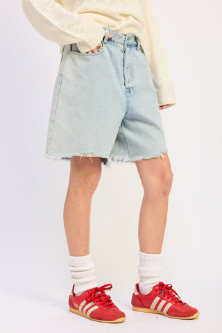 Gidget Distressed Denim Bermuda Shorts