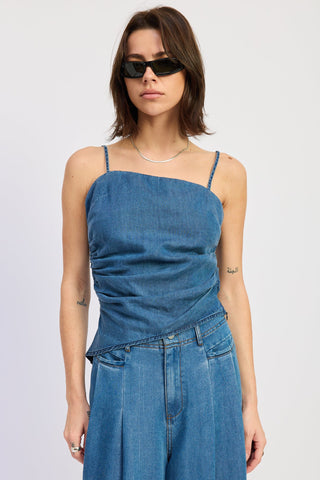Lennox Diagonal Ruched Open Back Top
