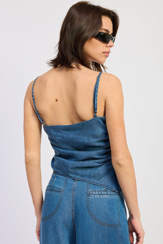 Lennox Diagonal Ruched Open Back Top