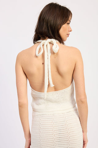 Liora Crochet Halter Neck Tie Top