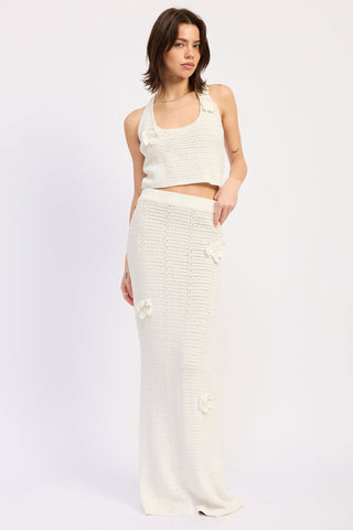 Liora Crochet Halter Neck Tie Top