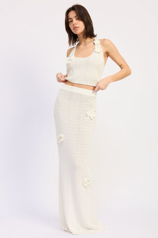 Liora 3d Flower Applique Maxi Skirt
