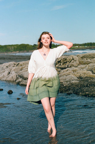 solid (likely) Poet Puff Sleeve Wrap Mini Dress — front view