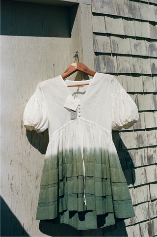 solid (likely) Poet Puff Sleeve Wrap Mini Dress — full length view