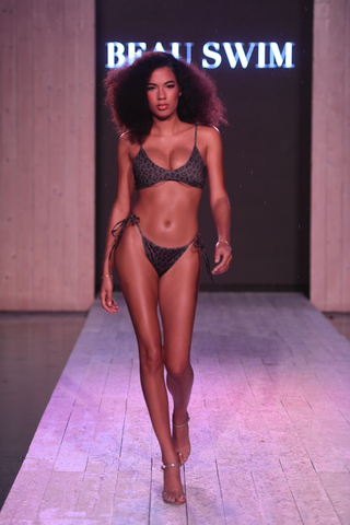 animal print Kai Leopard Print Cheeky Bikini Bottoms — front view