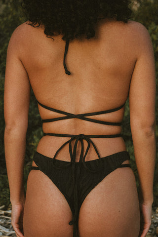 black Ivana Black Cheeky Bikini Bottoms — side view