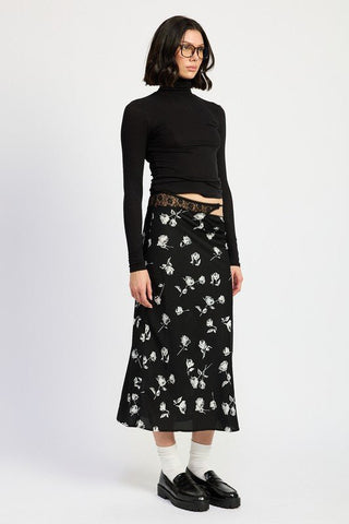 Black Floral Midi Skirt from Midi Skirts collection you can buy now from Fashion And Icon online shop