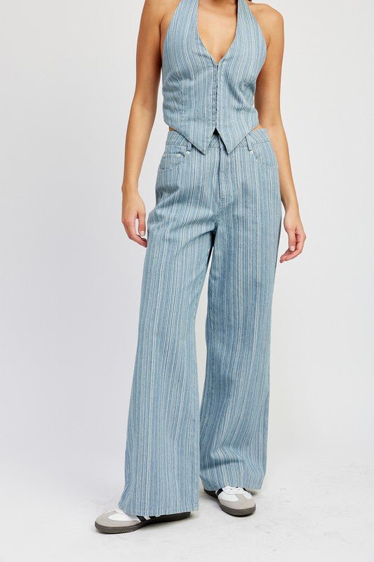 Blue Mid Rise Wide Leg Jeans from Jeans collection you can buy now from Fashion And Icon online shop