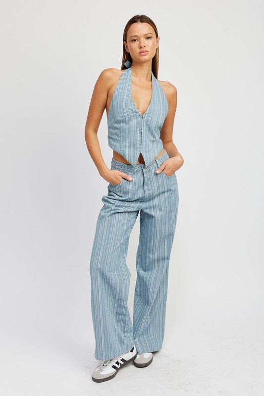 Blue Mid Rise Wide Leg Jeans from Jeans collection you can buy now from Fashion And Icon online shop