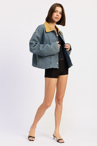 Brooklyn Quilted Contrast Collar Jacket from Denim Jackets collection you can buy now from Fashion And Icon online shop