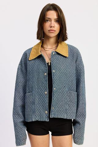 Brooklyn Quilted Contrast Collar Jacket from Denim Jackets collection you can buy now from Fashion And Icon online shop