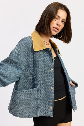 Brooklyn Quilted Contrast Collar Jacket from Denim Jackets collection you can buy now from Fashion And Icon online shop
