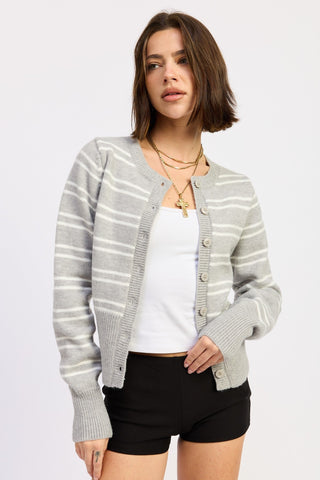 Button Down Striped Long Sleeve Cardigan from Button - Up Cardigan collection you can buy now from Fashion And Icon online shop