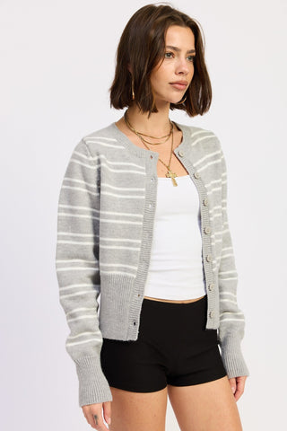 Button Down Striped Long Sleeve Cardigan from Button - Up Cardigan collection you can buy now from Fashion And Icon online shop