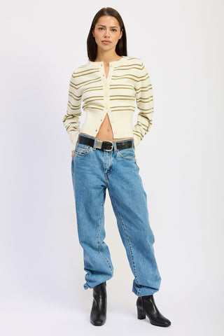 Button Down Striped Long Sleeve Cardigan from Button - Up Cardigan collection you can buy now from Fashion And Icon online shop