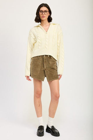 Cable Knit Sweater With Half Zip from Long Sleeve Top collection you can buy now from Fashion And Icon online shop