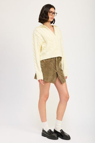 Cable Knit Sweater With Half Zip from Long Sleeve Top collection you can buy now from Fashion And Icon online shop