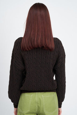 Cable Knit Top With Bubble Sleeves from Knit Tops collection you can buy now from Fashion And Icon online shop