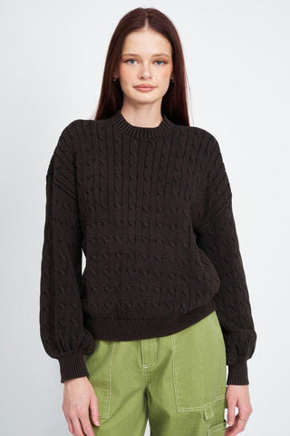 Cable Knit Top With Bubble Sleeves from Knit Tops collection you can buy now from Fashion And Icon online shop