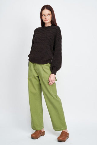Cable Knit Top With Bubble Sleeves from Knit Tops collection you can buy now from Fashion And Icon online shop