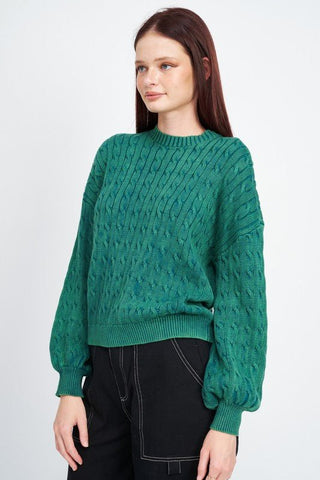 Cable Knit Top With Bubble Sleeves from Knit Tops collection you can buy now from Fashion And Icon online shop