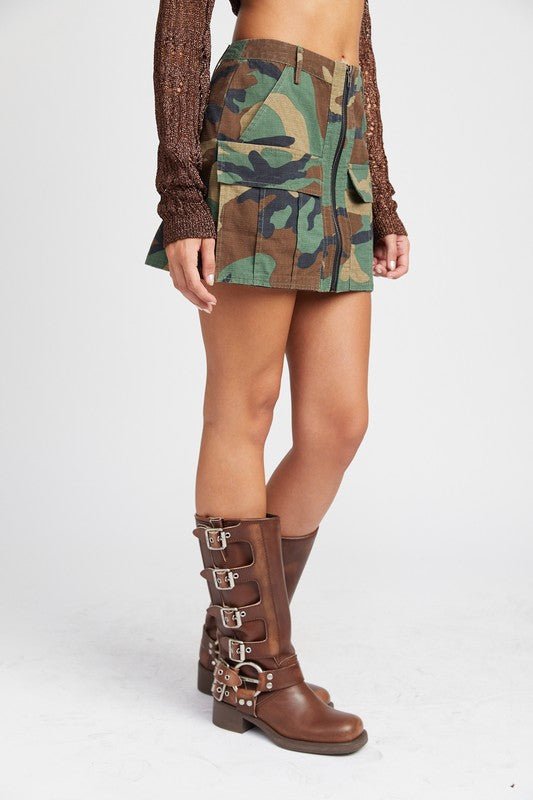 Camo Mini Skirt from Mini Skirts collection you can buy now from Fashion And Icon online shop