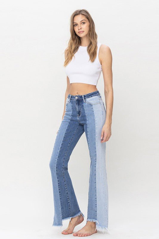Color Block Flare Jeans from Jeans collection you can buy now from Fashion And Icon online shop