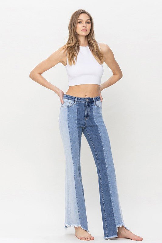 Color Block Flare Jeans from Jeans collection you can buy now from Fashion And Icon online shop
