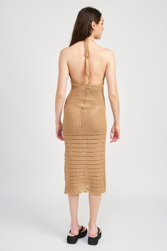 Crochet Halter Dress from Midi Dresses collection you can buy now from Fashion And Icon online shop