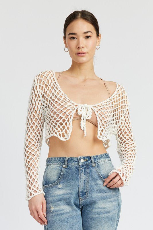 Crochet Tie-Front Top from Crop Tops collection you can buy now from Fashion And Icon online shop