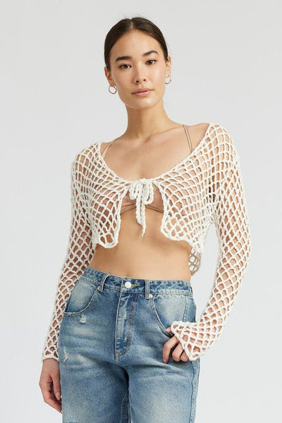 crochet tie front top