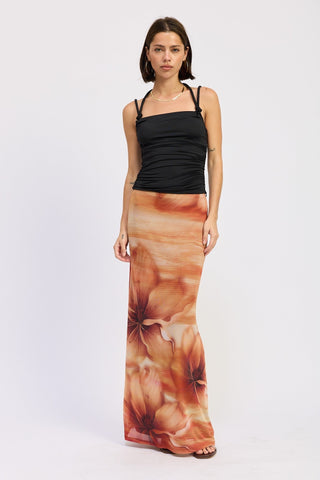 Elsa Floral Mesh Maxi Skirt from A - Line Maxi Skirt collection you can buy now from Fashion And Icon online shop