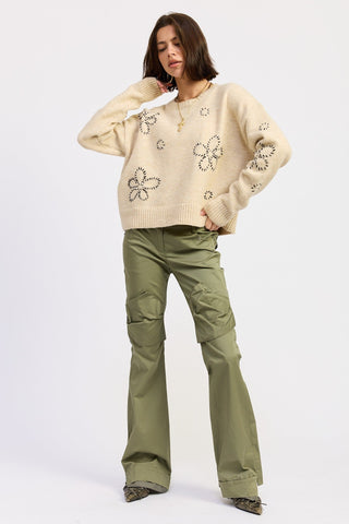 Embroidered Floral Crew Neck Sweater from Crew Neck Sweater collection you can buy now from Fashion And Icon online shop