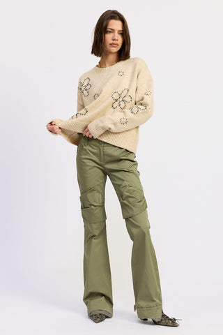 Embroidered Floral Crew Neck Sweater from Crew Neck Sweater collection you can buy now from Fashion And Icon online shop