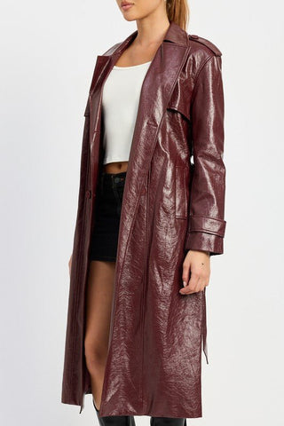 Faux Leather Trench Coat from Trench Coats collection you can buy now from Fashion And Icon online shop