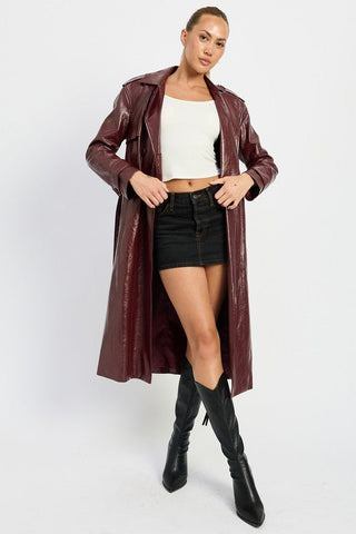 Faux Leather Trench Coat from Trench Coats collection you can buy now from Fashion And Icon online shop