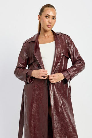 Faux Leather Trench Coat from Trench Coats collection you can buy now from Fashion And Icon online shop