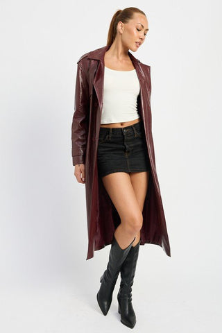 Faux Leather Trench Coat from Trench Coats collection you can buy now from Fashion And Icon online shop