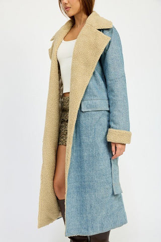 Faux Shearling Denim Coat from Coats & Jackets collection you can buy now from Fashion And Icon online shop