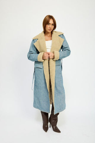 Faux Shearling Denim Coat from Coats & Jackets collection you can buy now from Fashion And Icon online shop