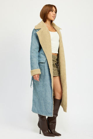 Faux Shearling Denim Coat from Coats & Jackets collection you can buy now from Fashion And Icon online shop