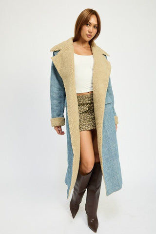 Faux Shearling Denim Coat from Coats & Jackets collection you can buy now from Fashion And Icon online shop
